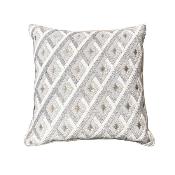 کوسن مخمل طرحدار بزرگ طوسی روشن (6839)