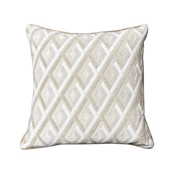 کوسن مخمل طرحدار بزرگ کرم نسکافه ای (6839)