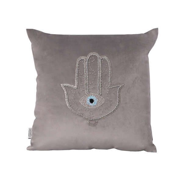کوسن دست و چشم طوسی نقره ای